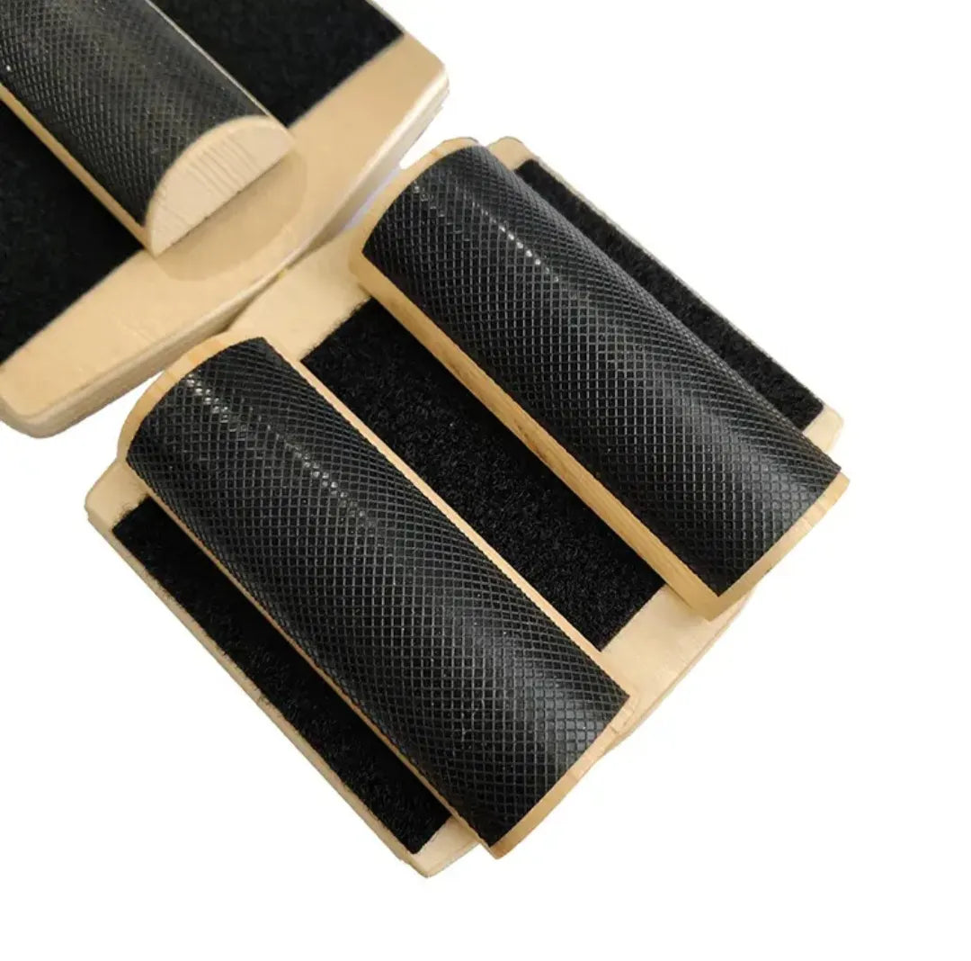 Detalle base cilindrica madera Kineboard Sowilo — equilibrio propiocepcion calzado barefoot Chile