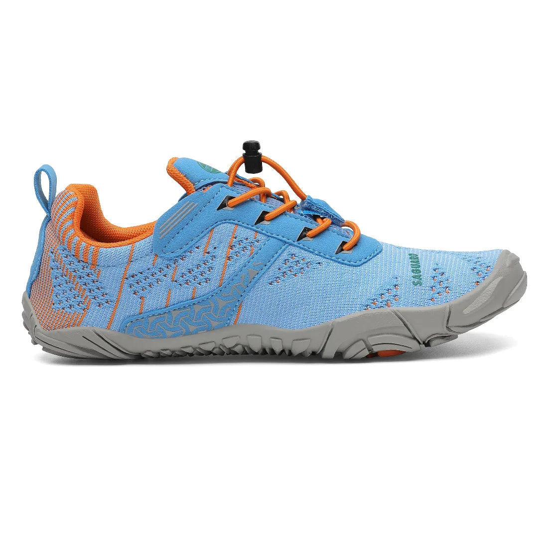 Zapatillas barefoot celeste infantiles lateral interna