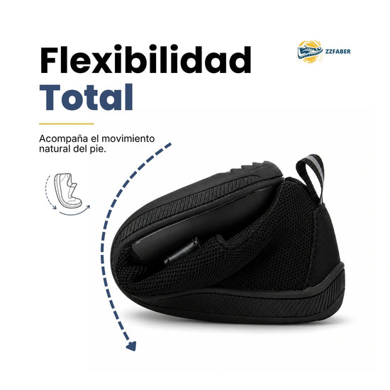 Zapatillas colegiales ultra flexibles diseñadas para la salud podal de los niños.