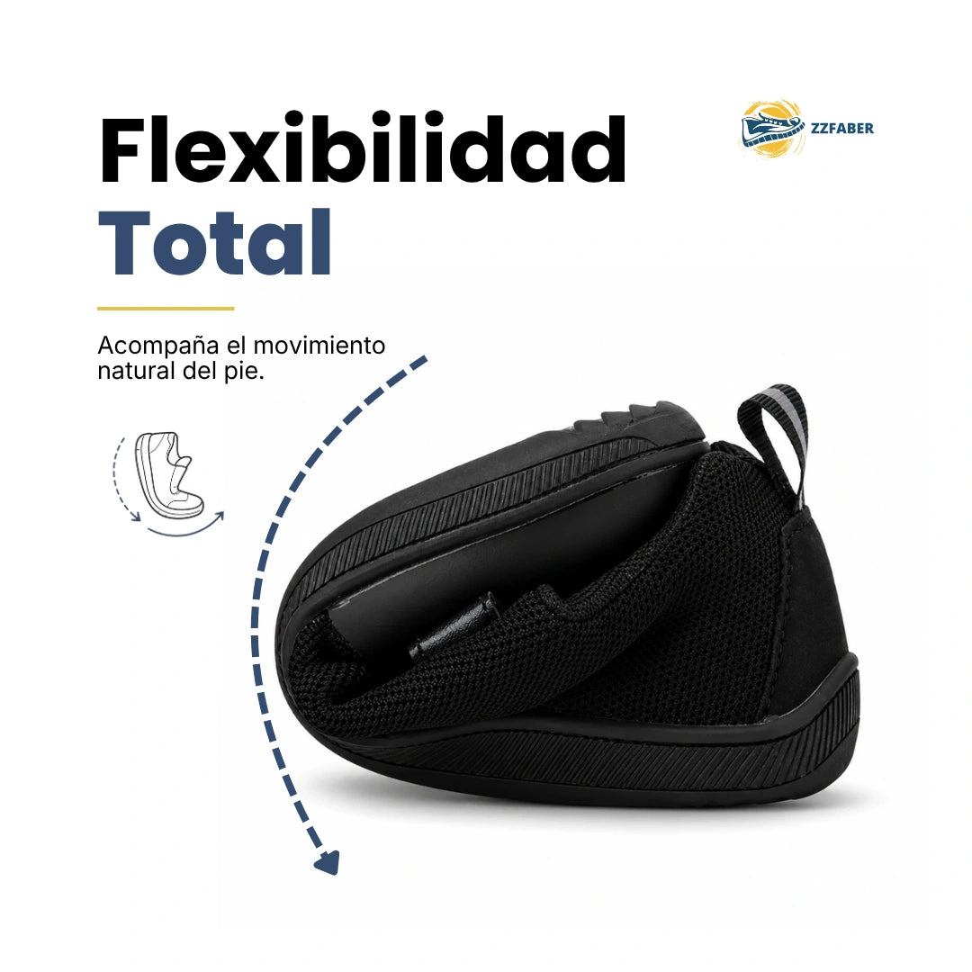 Zapatillas colegiales ultra flexibles diseñadas para la salud podal de los niños.