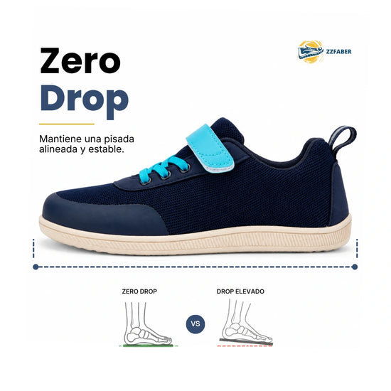 ZZFaber Kids Play I turquesa zero drop — zapatilla barefoot infantil turquesa suela plana Chile
