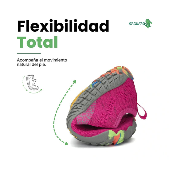 Saguaro Kids Smart I rosa flexibilidad — zapatilla barefoot infantil rosa suela flexible doblada Chile