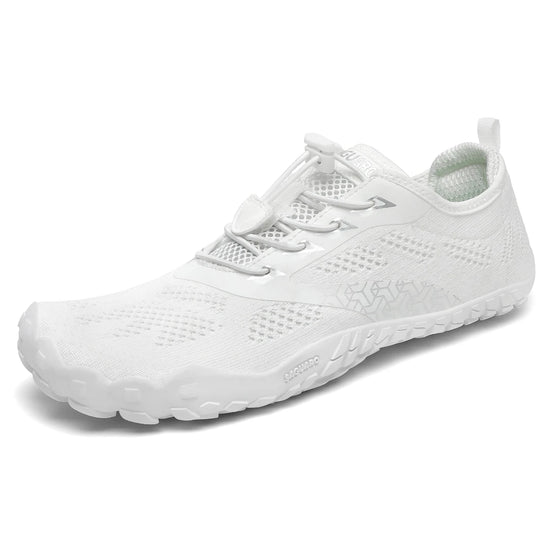 Zapatillas Saguaro Smart I blancas vista lateral con diseño barefoot minimalista.