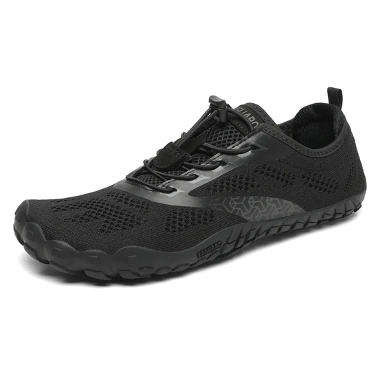 Zapatillas Saguaro Smart I negras vista lateral con suela minimalista barefoot.