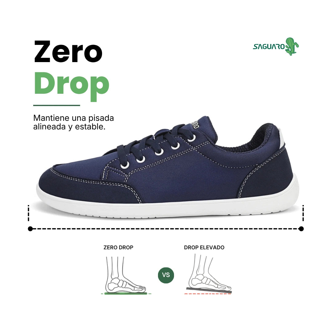 Saguaro Stellar II azul zero drop — zapatilla barefoot casual azul vista trasera suela plana Chile
