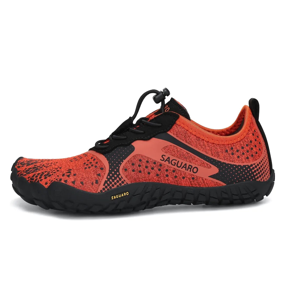 Zapatillas barefoot Saguaro Kids Fast I naranjas vista lateral