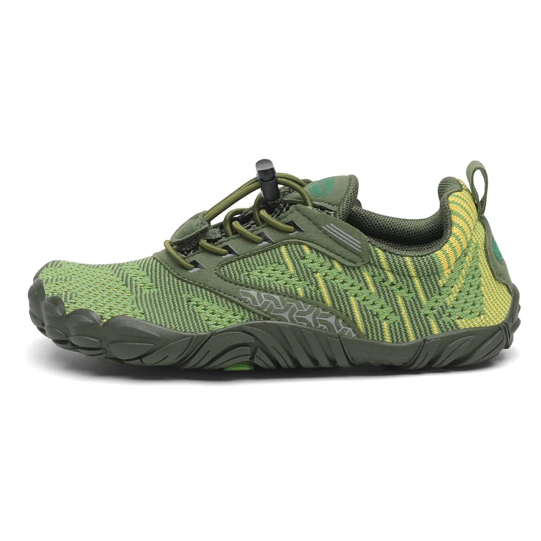 Zapatillas barefoot verdes vista lateral externa