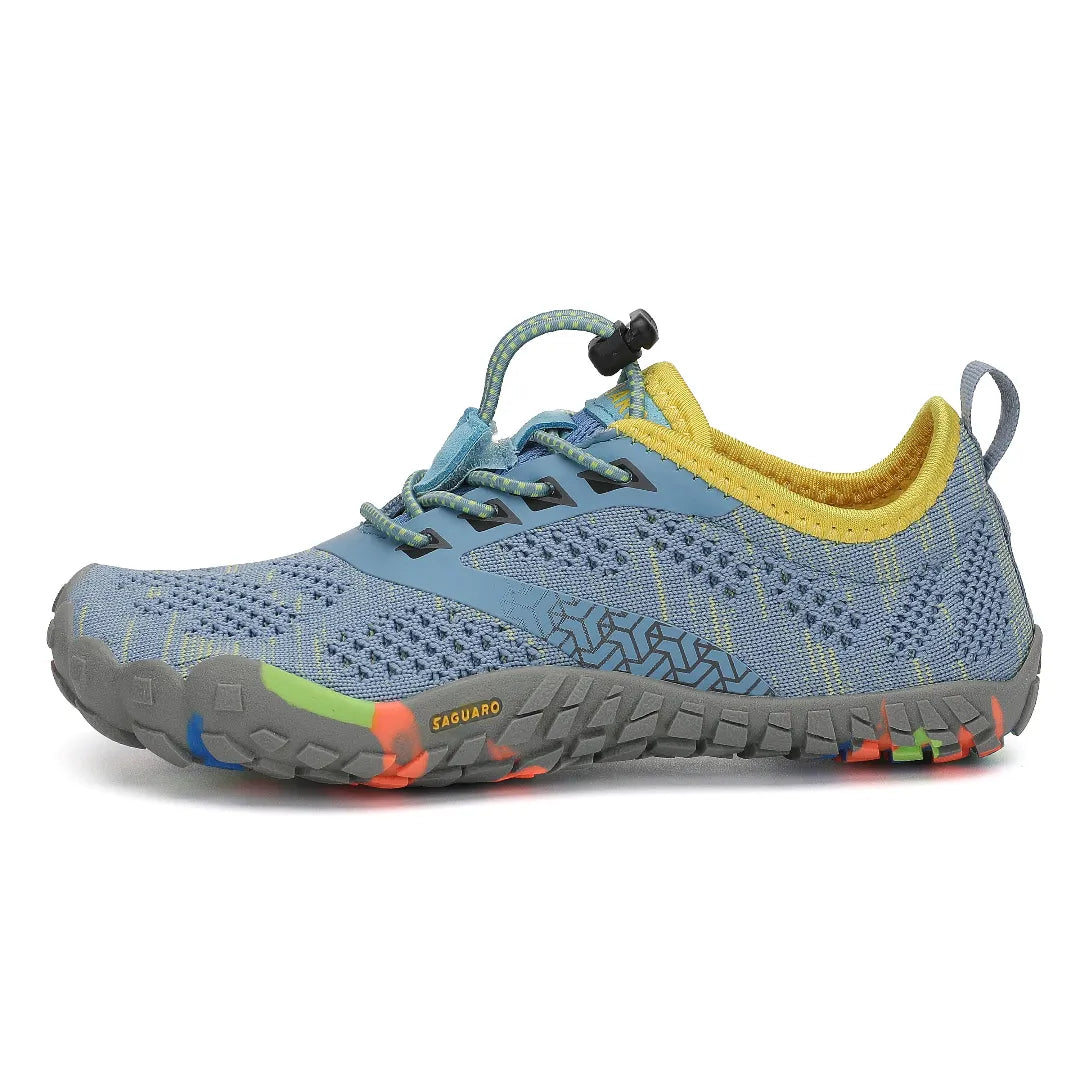 Zapatillas barefoot Saguaro Kids Smart I celestes vista lateral externa